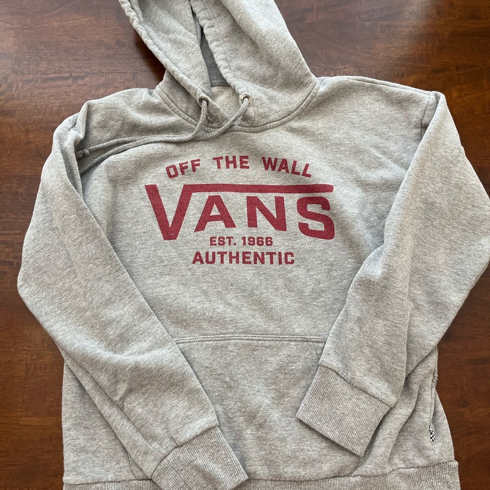 Vans Heather Gray Hoodie with Maroon Logo